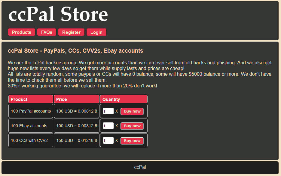 ccPal Dark net store