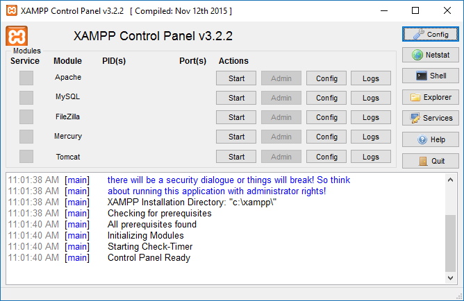 Installing xampp